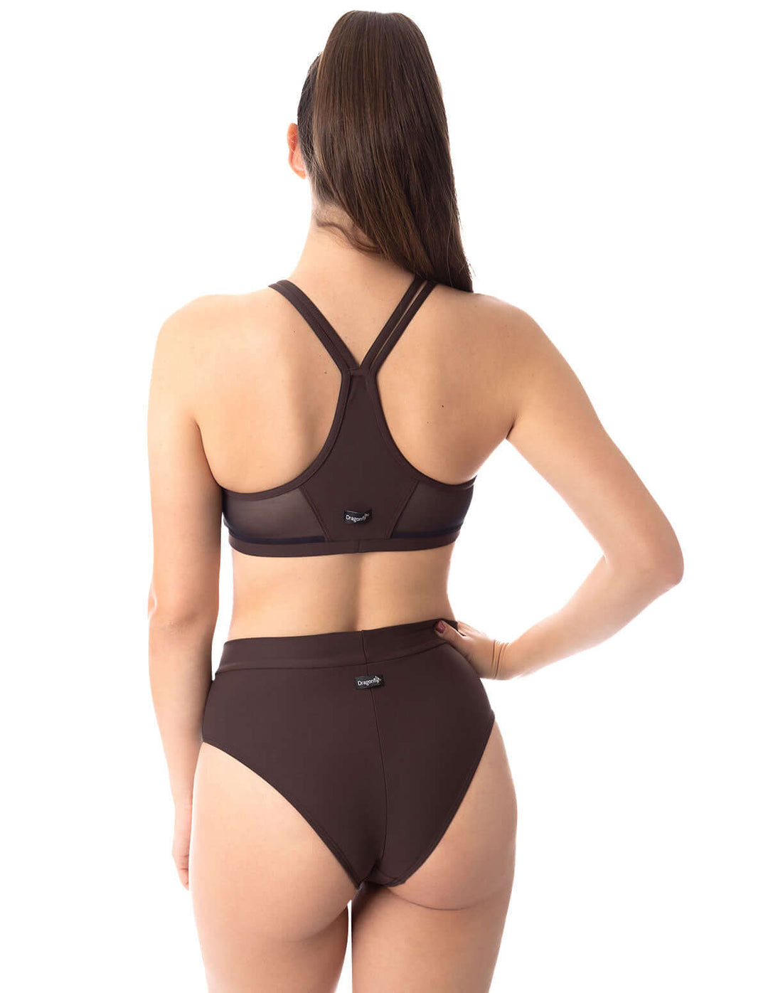 Mesh pole shorts Molly, high-waisted design with mesh cutouts, back view showcasing perfect fit for pole dancing.