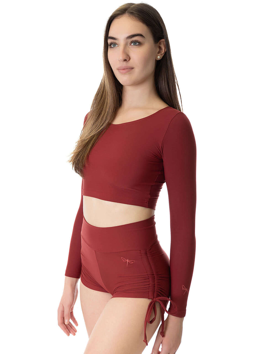 | Shorts | Color: burgundy | High Waist Drawstring Pole Shorts | Pole dance šortky se stahovacími šňůrkami | Short pole dance avec drawstrings