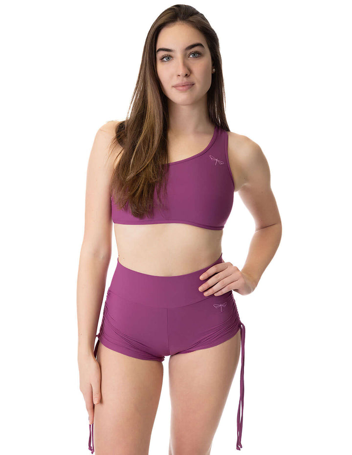 | Shorts | Color: burgundy | High Waist Drawstring Pole Shorts | Pole dance šortky se stahovacími šňůrkami | Short pole dance avec drawstrings