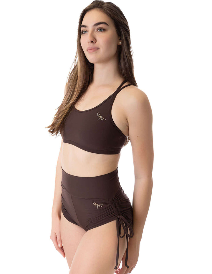 | Shorts | Color: burgundy | High Waist Drawstring Pole Shorts | Pole dance šortky se stahovacími šňůrkami | Short pole dance avec drawstrings