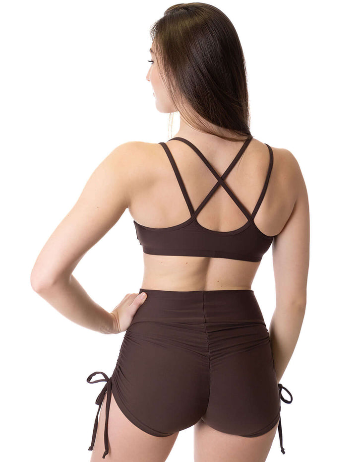 | Shorts | Color: burgundy | High Waist Drawstring Pole Shorts | Pole dance šortky se stahovacími šňůrkami | Short pole dance avec drawstrings