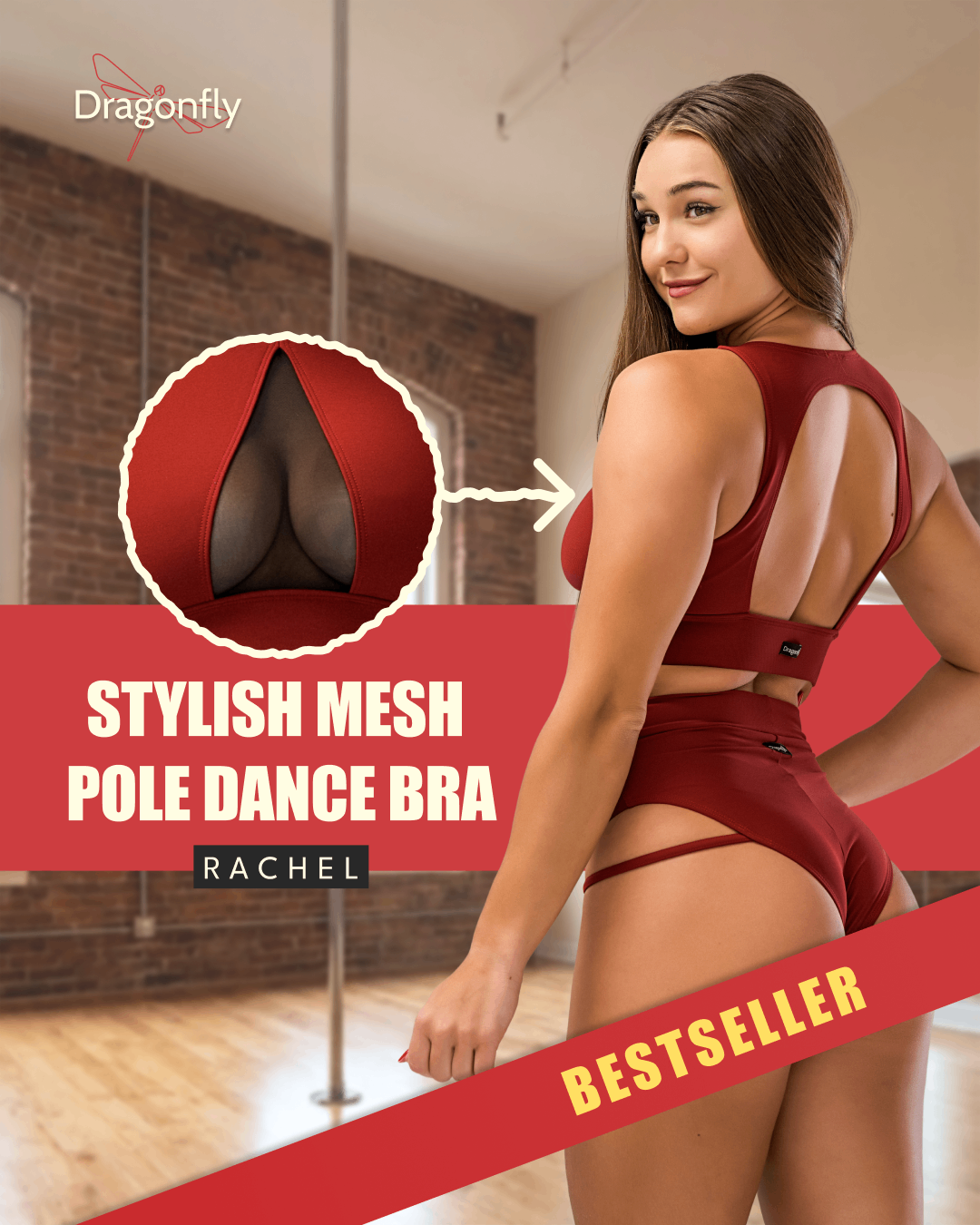 Tylová sportovní podprsenka na pole dancing a jógu - Rachel