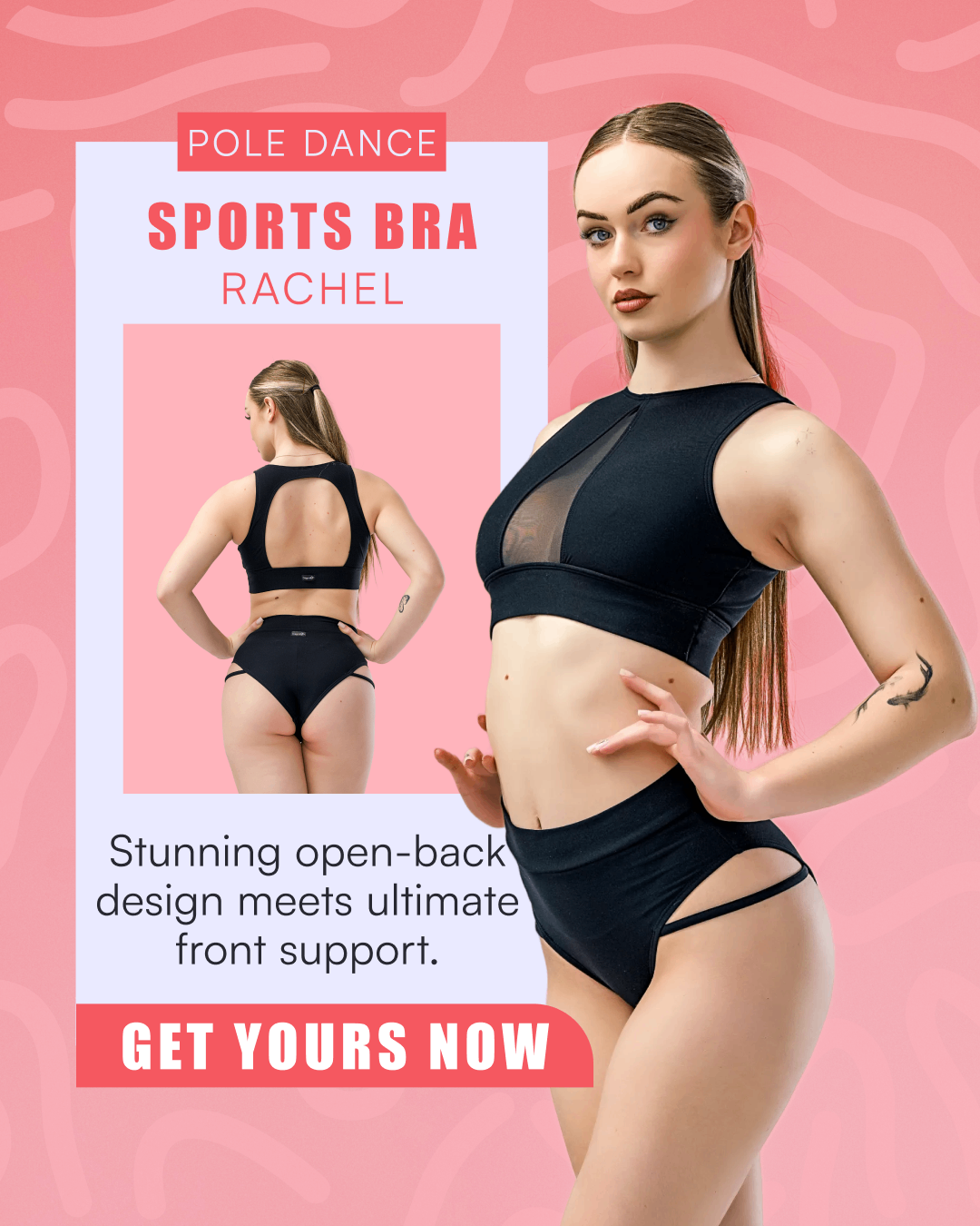 Tylová sportovní podprsenka na pole dancing a jógu - Rachel