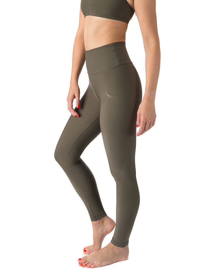 High waist yoga leggings Adele | Leggings | Color: khaki | Yoga Leggings | Dragonfly Pole Wear and Bikram Hot Yoga Clothes