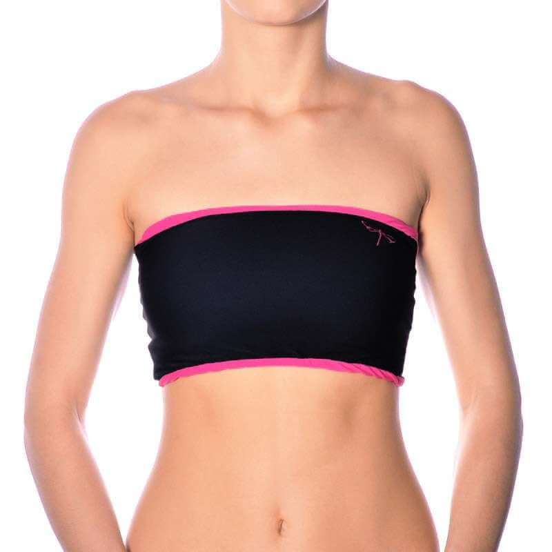 Černo-růžová sportovní podprsenka bez ramínek Tube Top na pole dance a hot yogu
