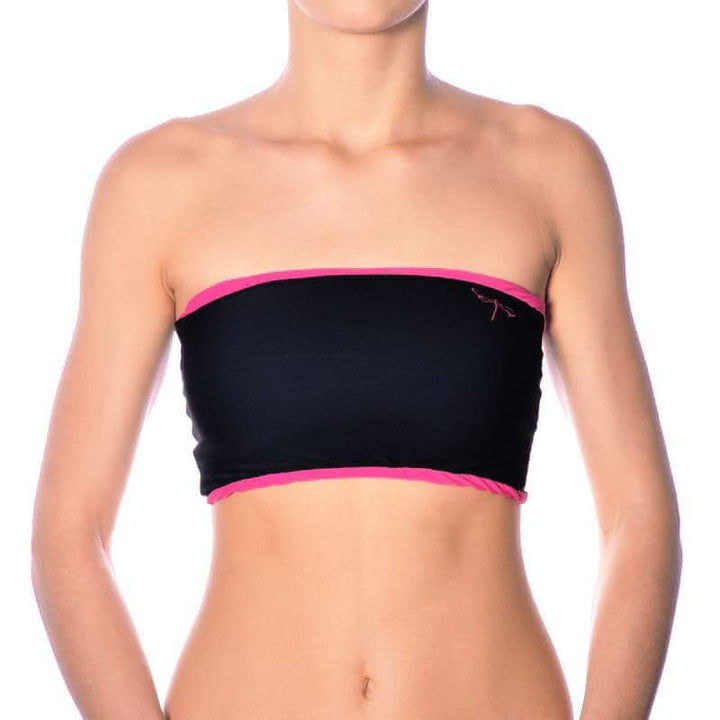 Černo-růžová sportovní podprsenka bez ramínek Tube Top na pole dance a hot yogu