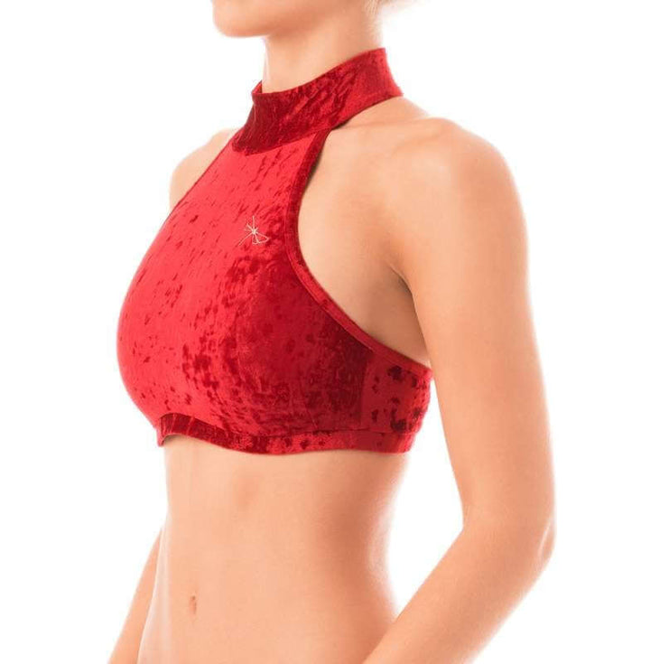 Velvet halter top Lisette | Sametová sportovní podprsenka za krk | Color: purple velvet | Women's sports bra | Dragonfly Pole Dance Clothes and Bikram Hot Yoga Outfit