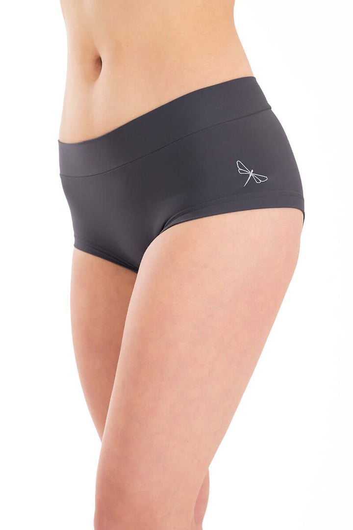 Mid rise pole dance shorts - Mandy in black, designed for comfort and coverage during pole dancing.